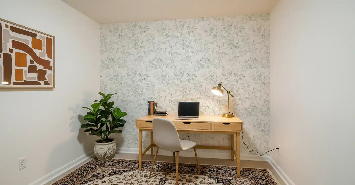Ethereal Green Leaf Etchings Wallpaper⁠