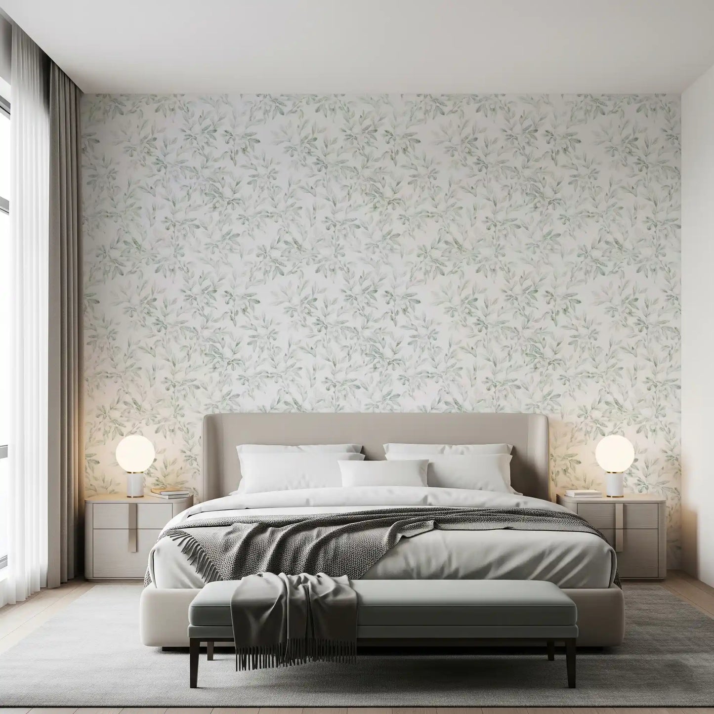 Ethereal Green Leaf Etchings Wallpaper⁠