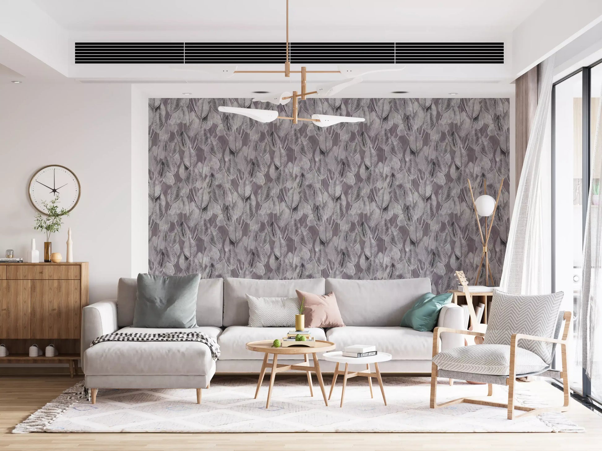 Muted Mauve Leaf Silhouette Wallpaper⁠