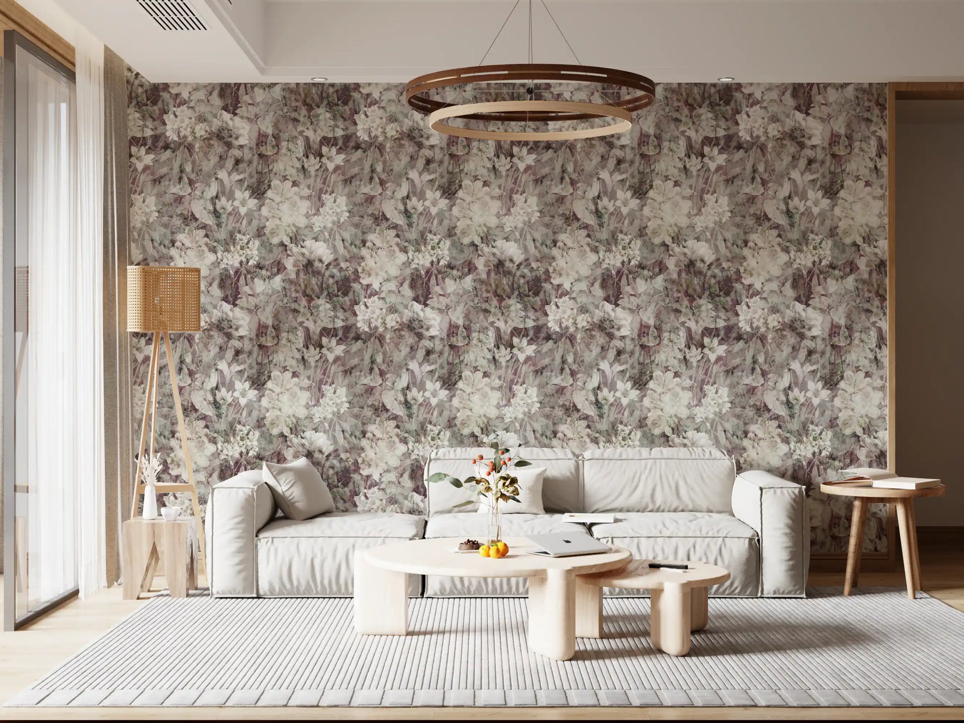 Ethereal Botanical Distressed Garden Wallpaper⁠