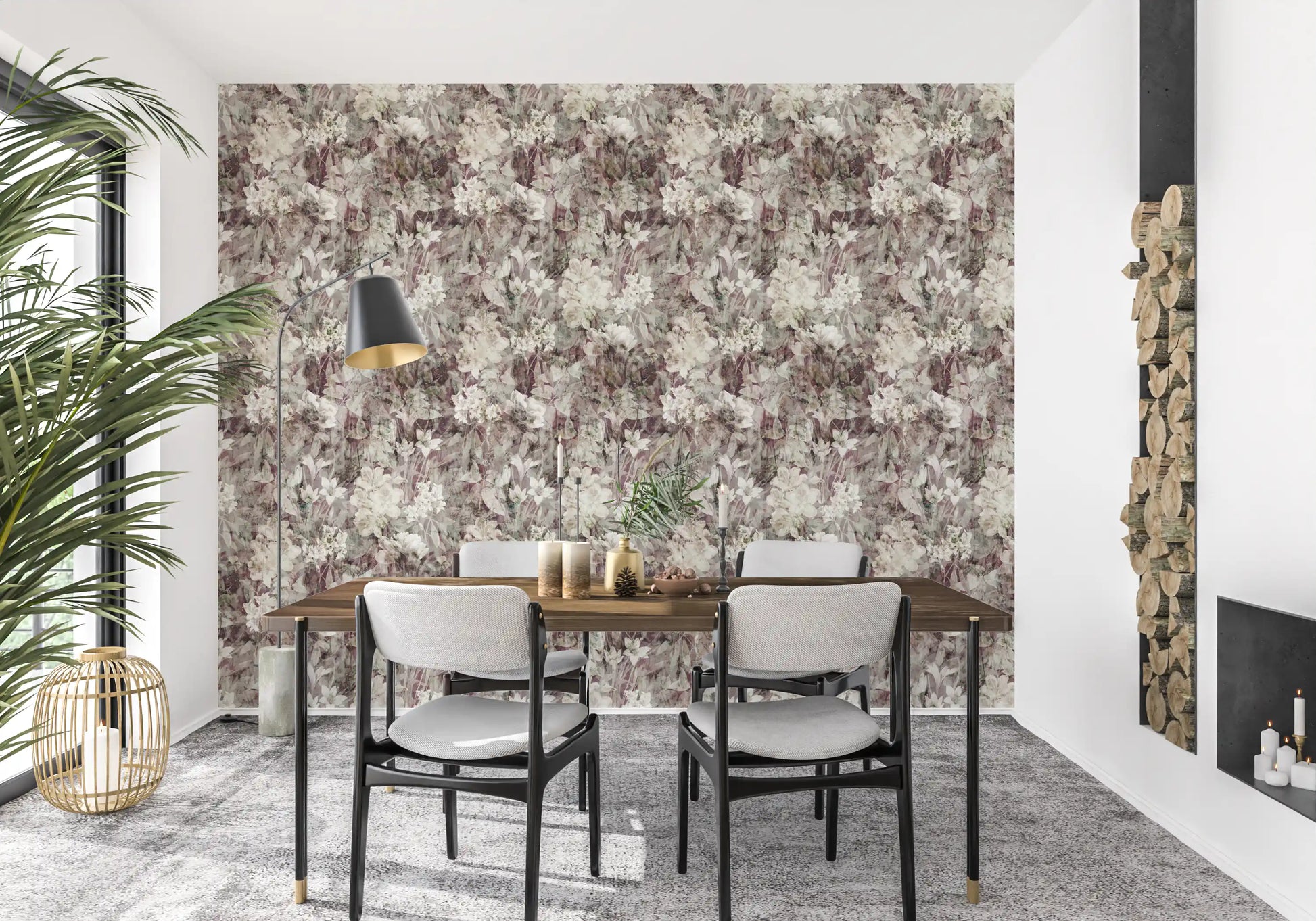 Ethereal Botanical Distressed Garden Wallpaper⁠