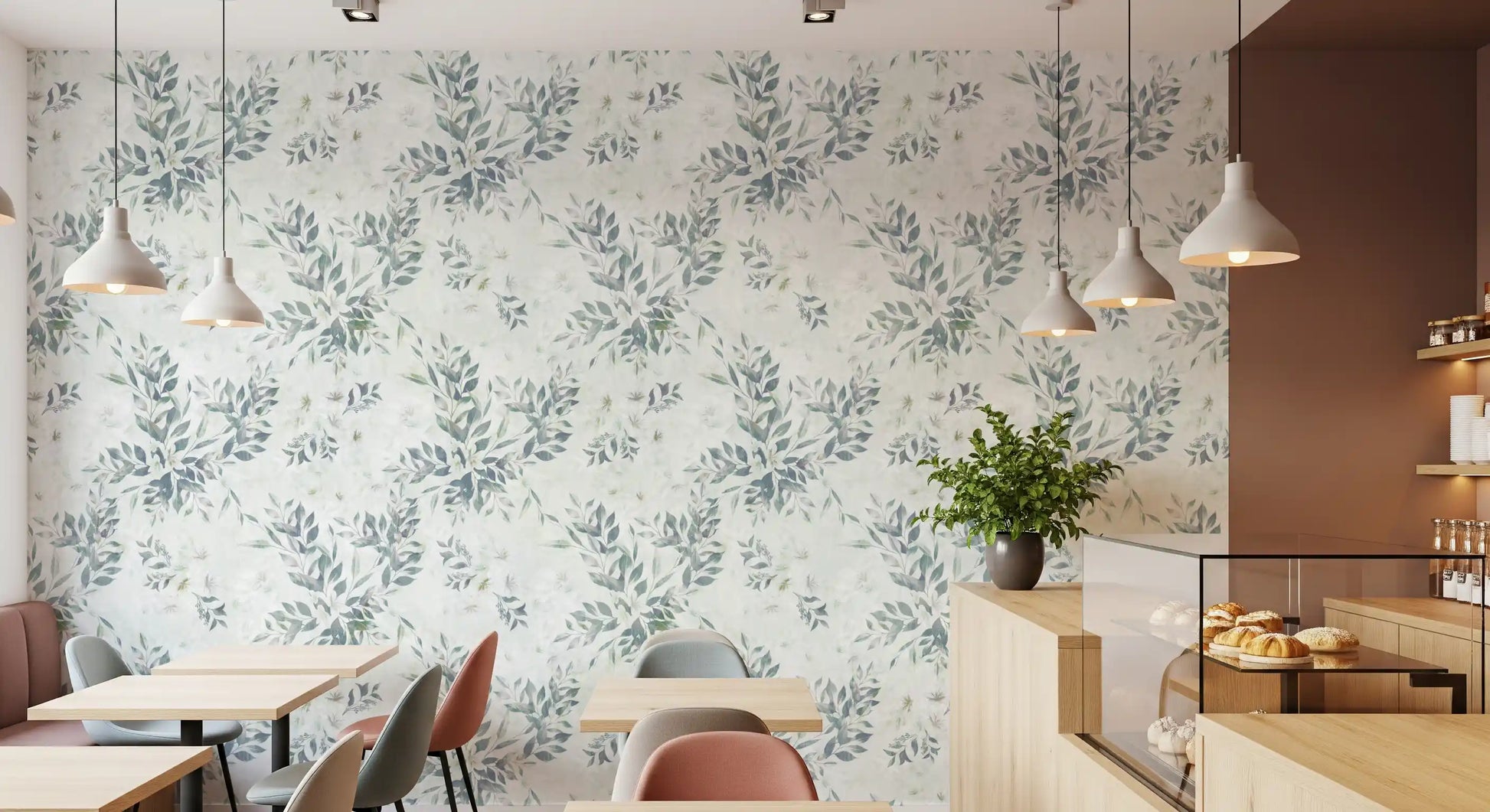 Muted Sage Botanical Sprigs Wallpaper⁠