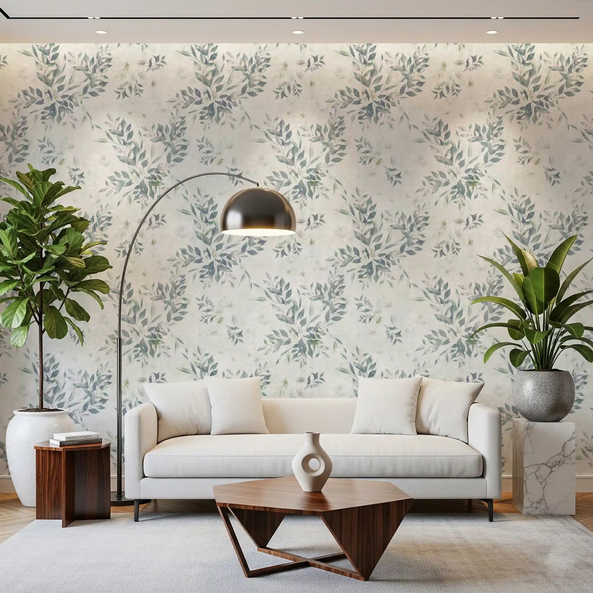 Muted Sage Botanical Sprigs Wallpaper⁠