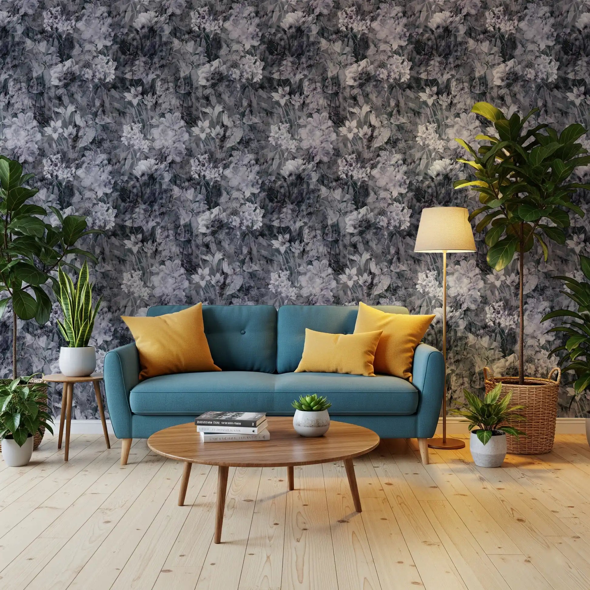 Midnight Flora Grunge Wallpaper⁠