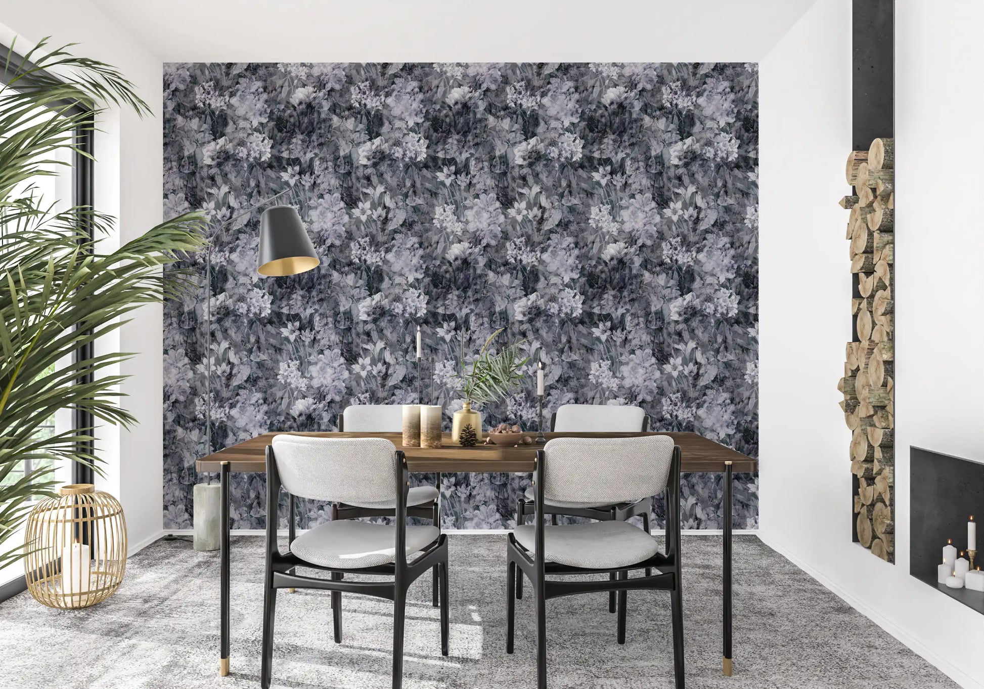 Midnight Flora Grunge Wallpaper⁠