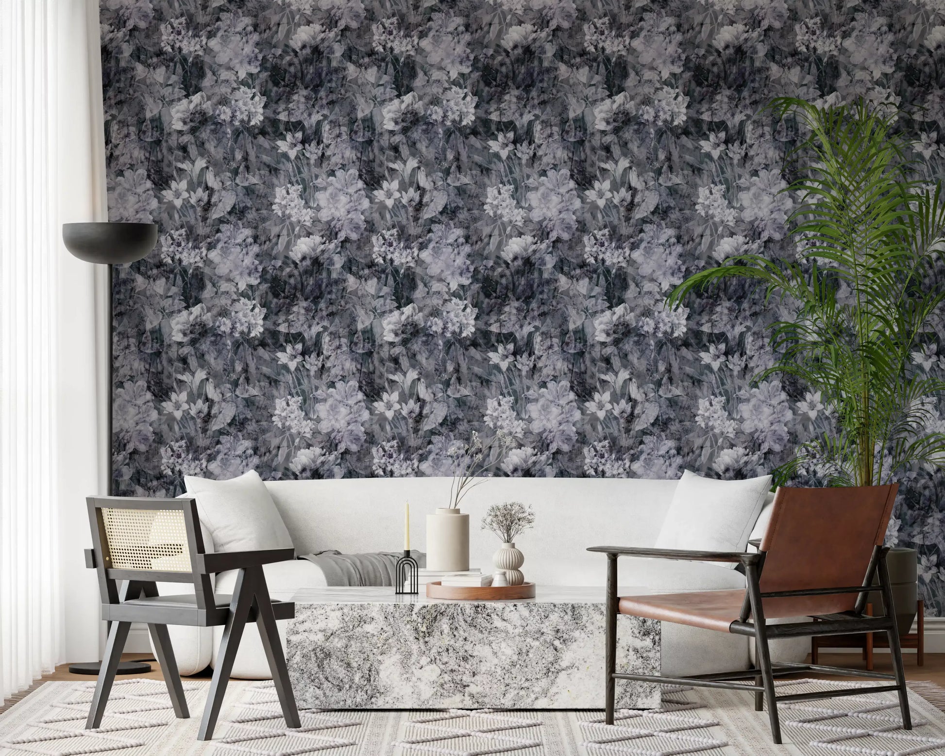 Midnight Flora Grunge Wallpaper⁠