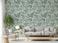 Misty forest leaf wallpaper in a dining room with a gold pendant GD12325