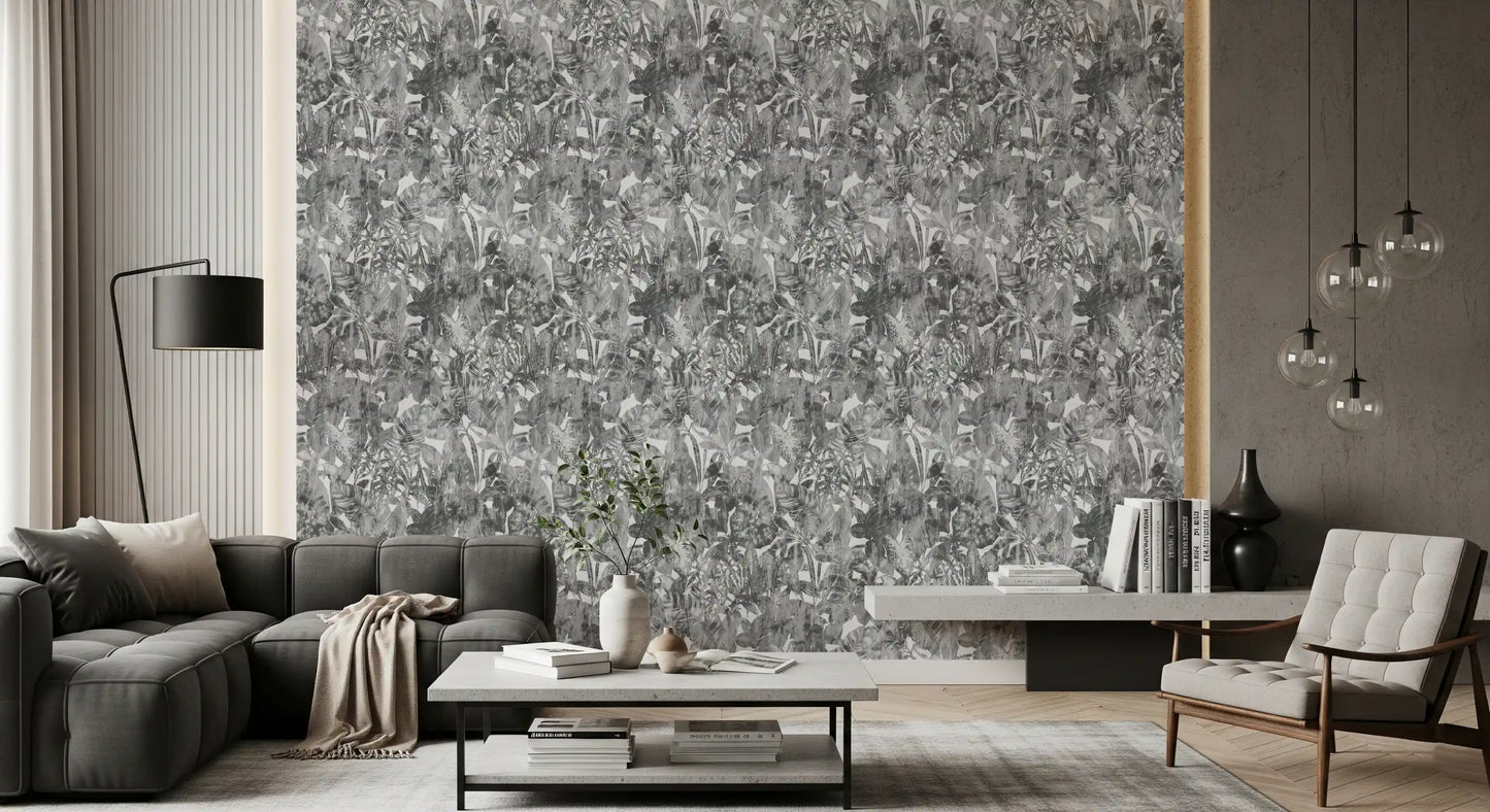 Monochrome Jungle Foliage Wallpaper⁠