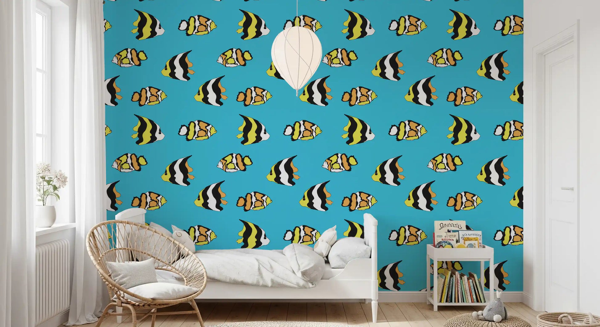 Tropical Fish Playful Ocean Pattern Wallpaper⁠