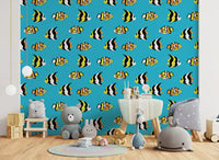 Tropical Fish Playful Ocean Pattern Wallpaper⁠
