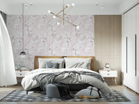 Soft Blush Botanical Illustration Wallpaper⁠