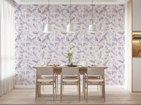 Muted Lavender Botanical Leaf Trail Wallpaper⁠