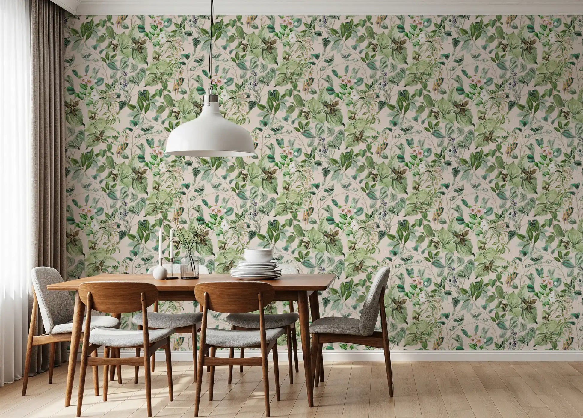 Soft Sage Floral Meadow Wallpaper⁠