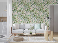 Soft Sage Floral Meadow Wallpaper⁠