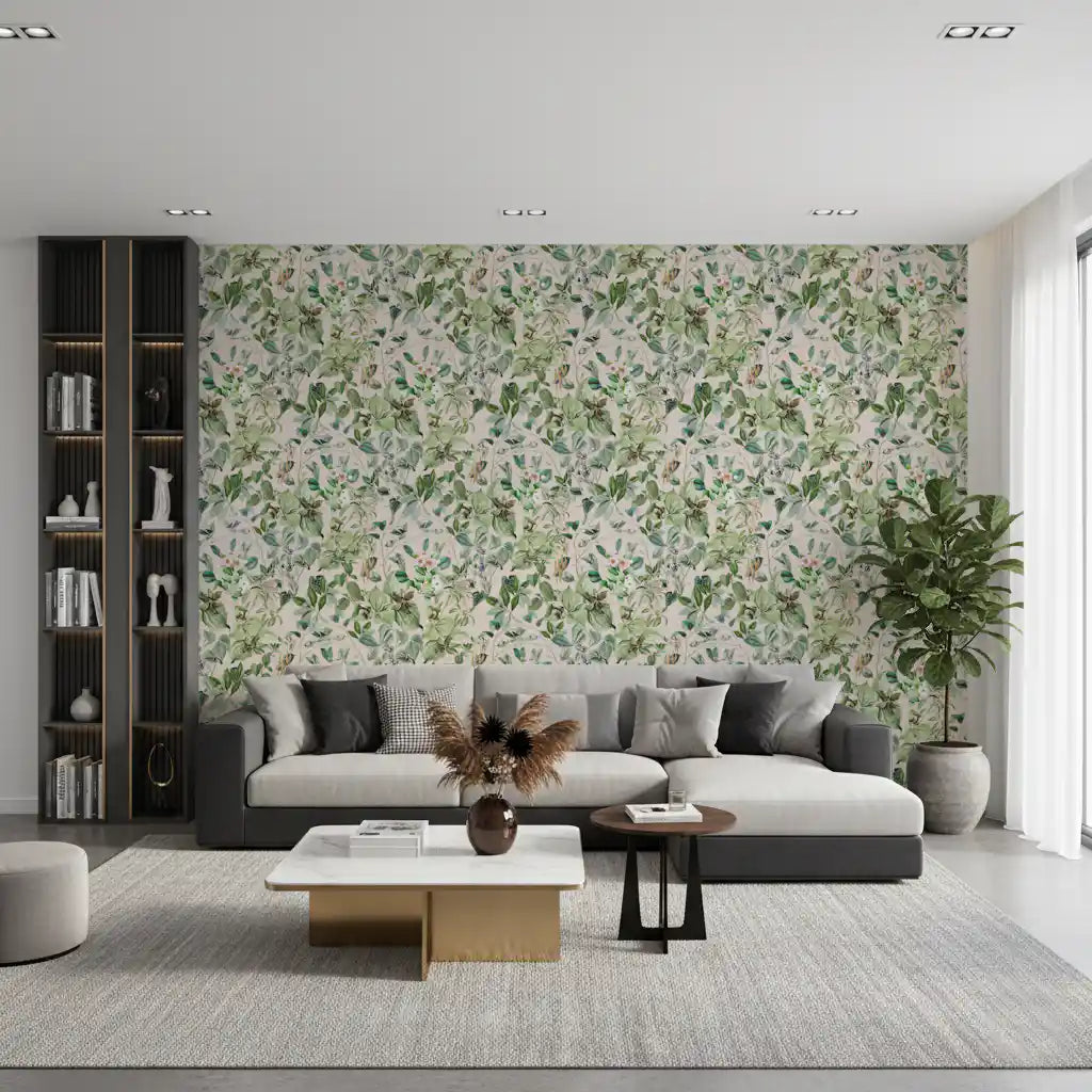 Soft Sage Floral Meadow Wallpaper⁠