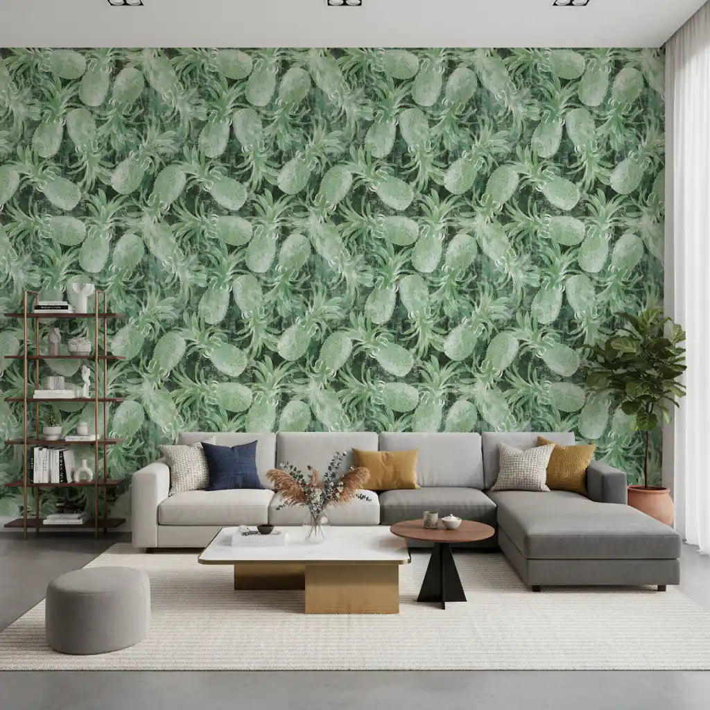 Rustic Tropical Pineapple Art Wallpaper⁠