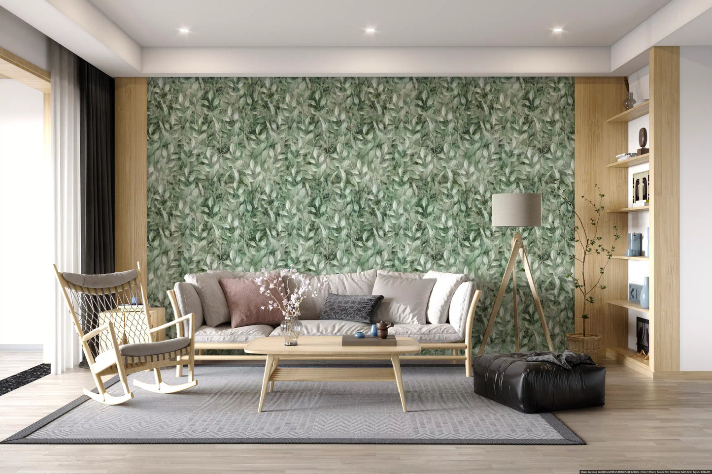 Muted Forest Leaf Ombre Art Wallpaper⁠