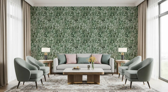 Muted Forest Leaf Ombre Art Wallpaper⁠