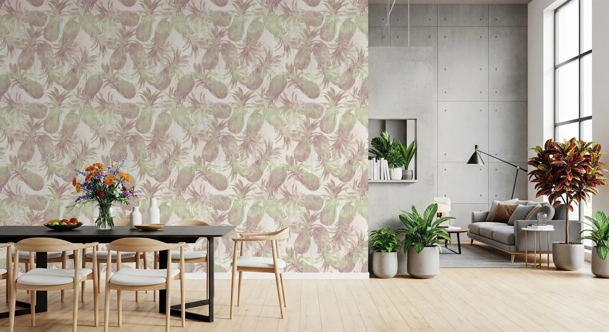 Sun-Drenched Tropical Fruit Motif Wallpaper⁠