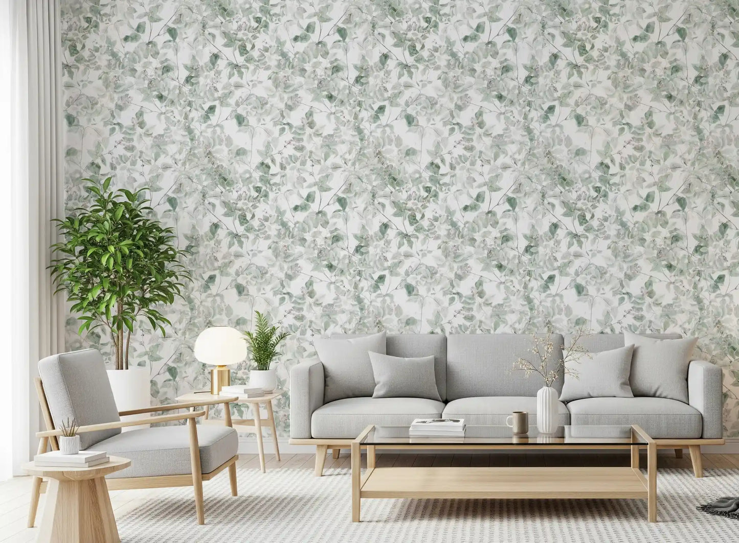 Verdant Foliage Botanical Sketch Wallpaper⁠
