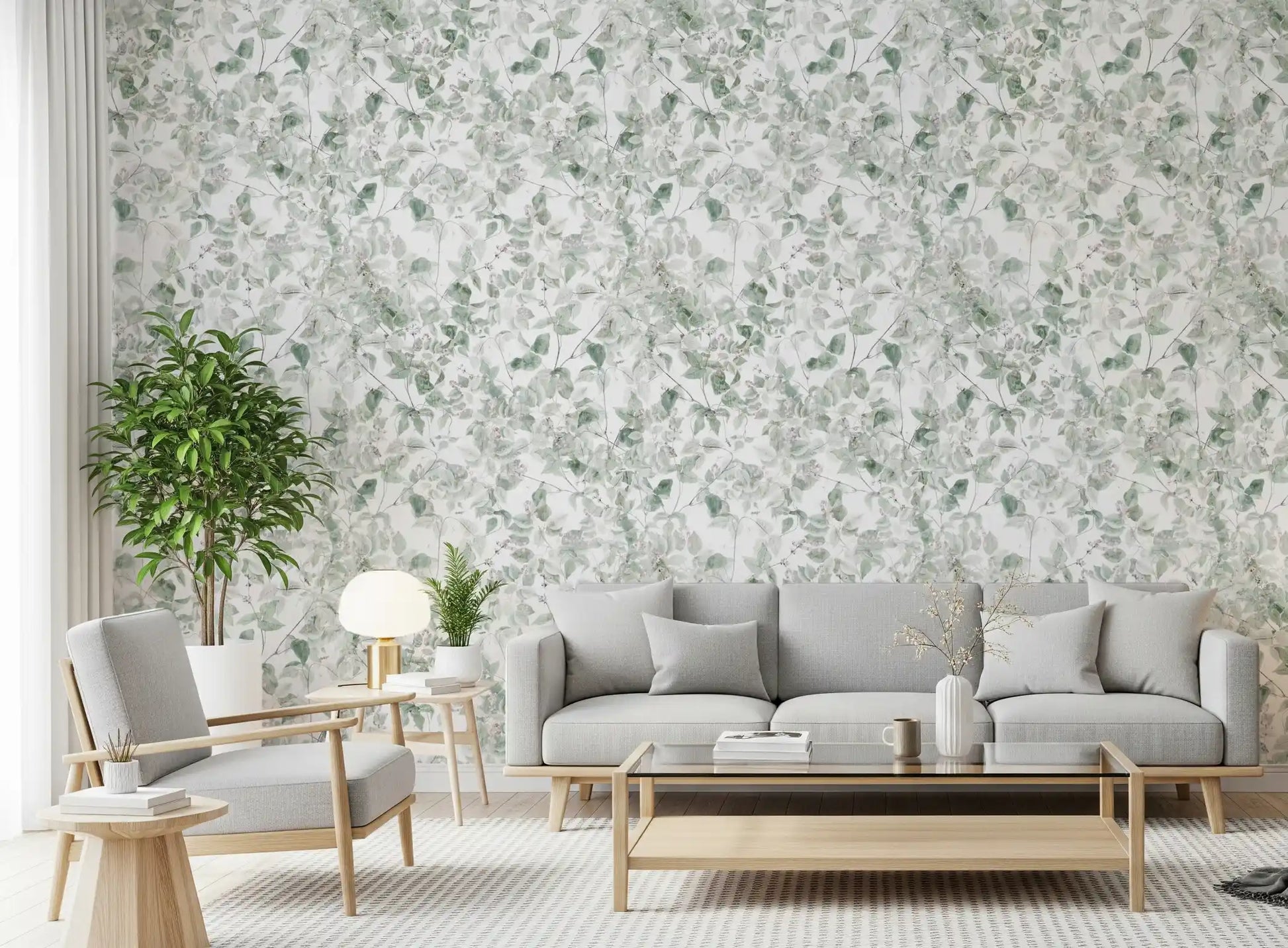 Verdant Foliage Botanical Sketch Wallpaper⁠
