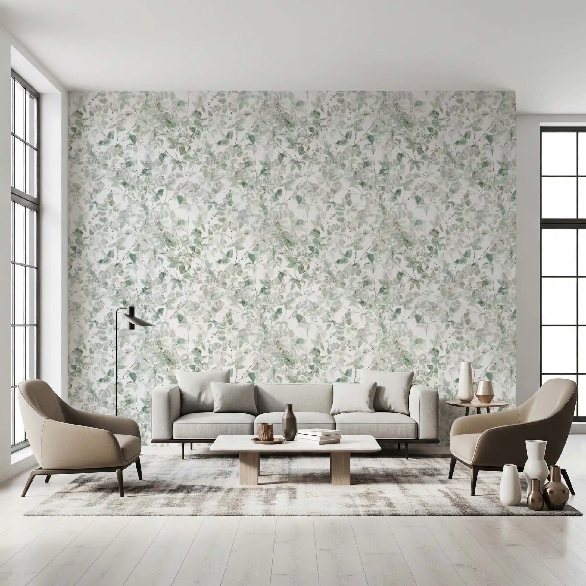 Verdant Foliage Botanical Sketch Wallpaper⁠