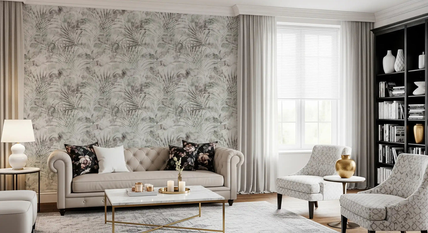 Muted Tropical Foliage Wallpaper⁠