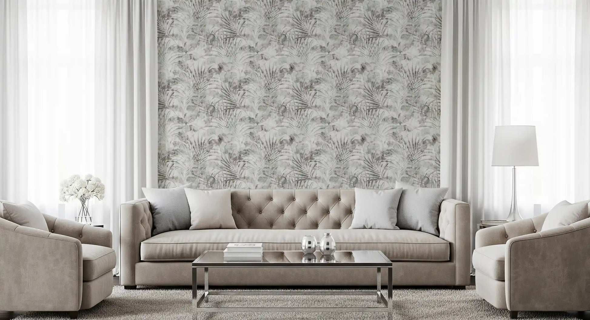 Muted Tropical Foliage Wallpaper⁠