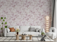 Blush petal wallpaper in a bright living room with a white sofa GD12352