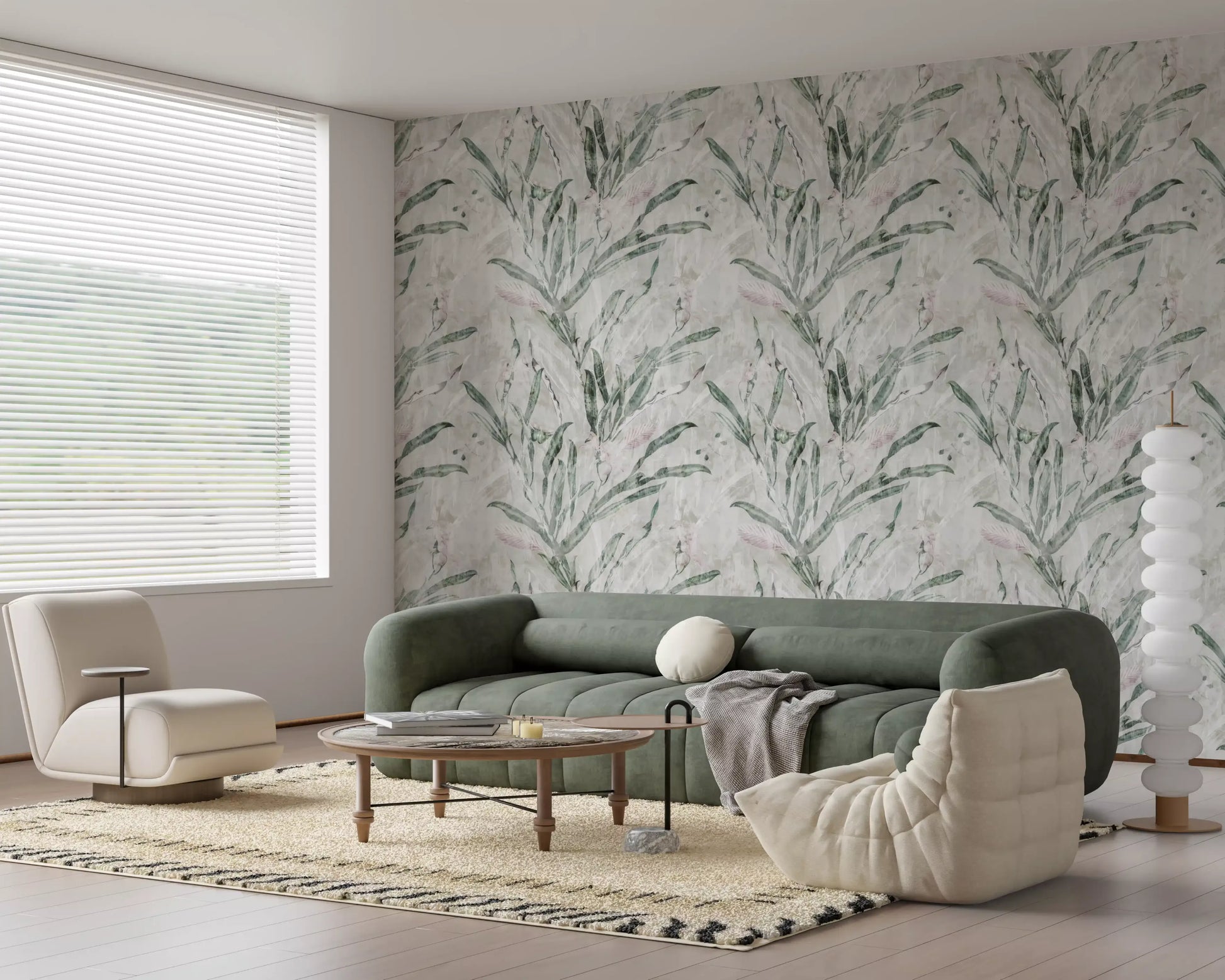 Ethereal Botanical Sage and Blush Wallpaper⁠