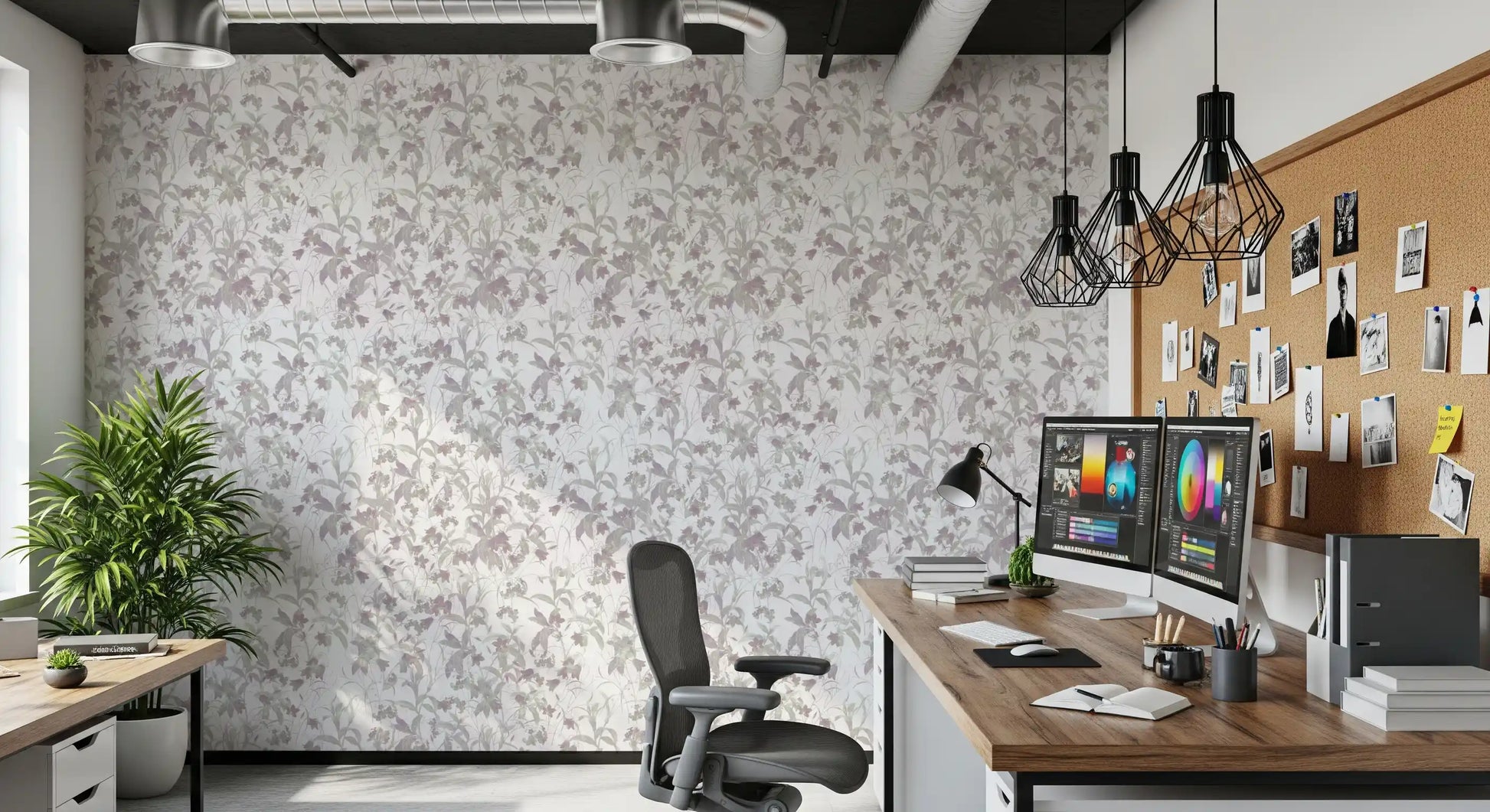 Serene Watercolor Botanical Trail Wallpaper⁠