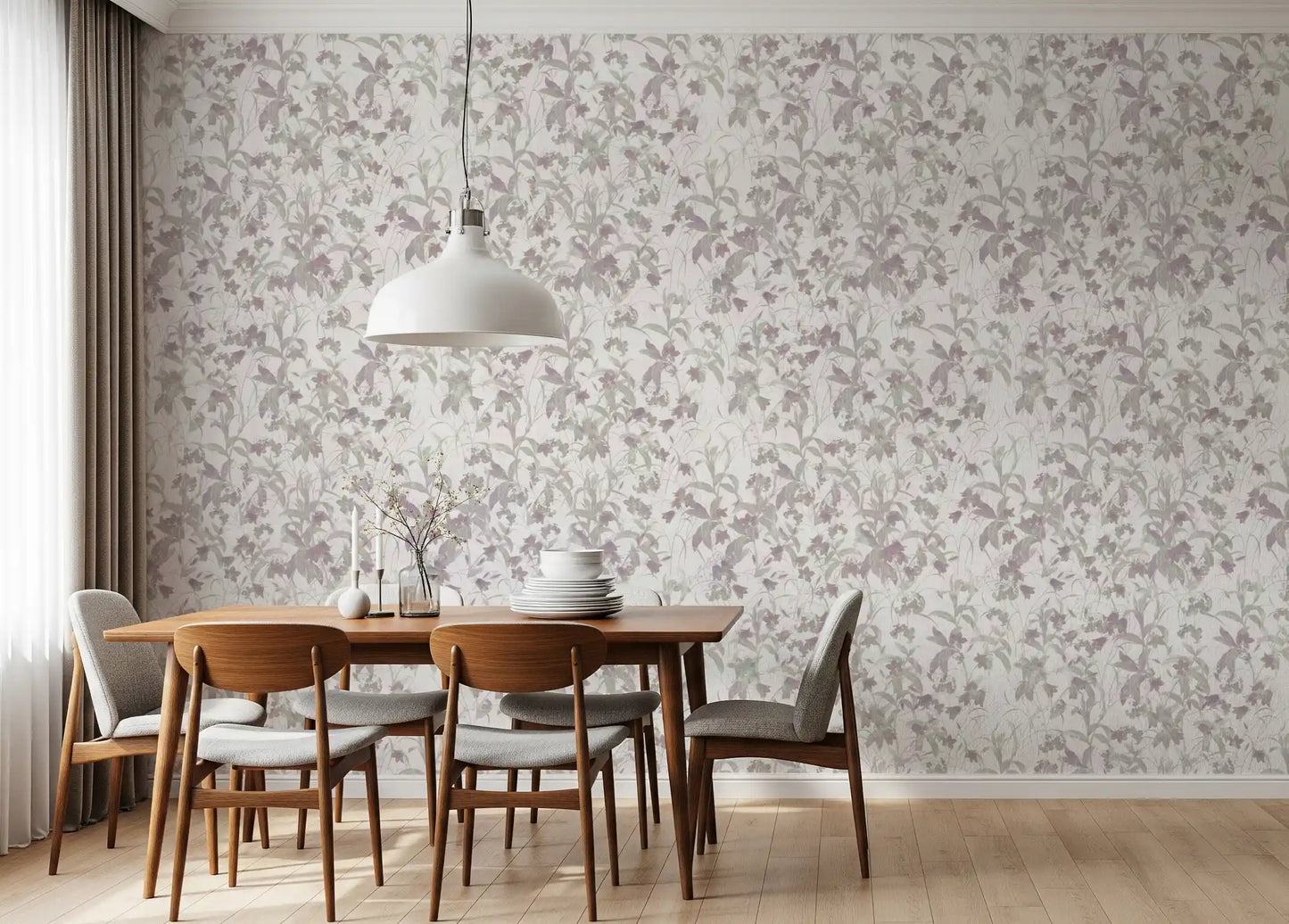 Serene Watercolor Botanical Trail Wallpaper⁠