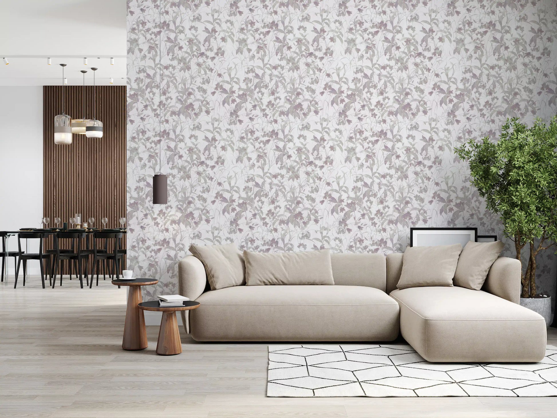 Serene Watercolor Botanical Trail Wallpaper⁠