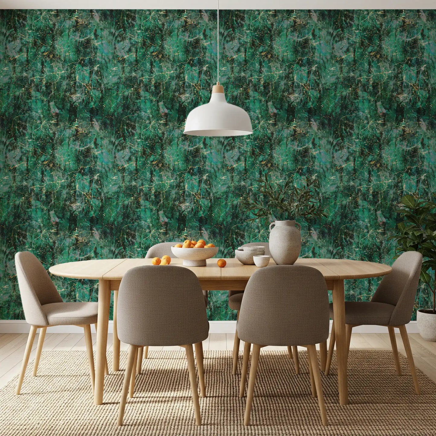 Abstract Emerald Fractured Glaze Wallpaper⁠