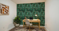 Abstract Emerald Fractured Glaze Wallpaper⁠