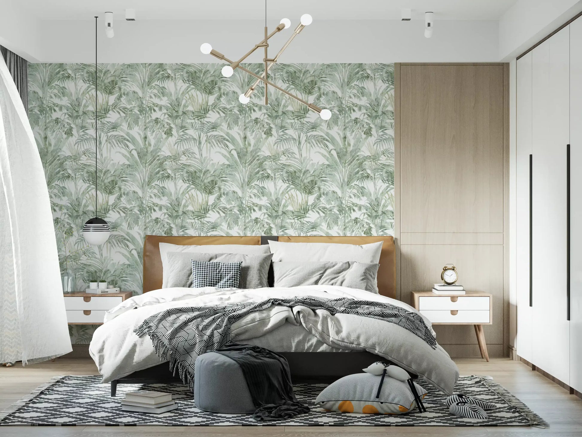 Sage Botanical Palm Fronds Wallpaper⁠