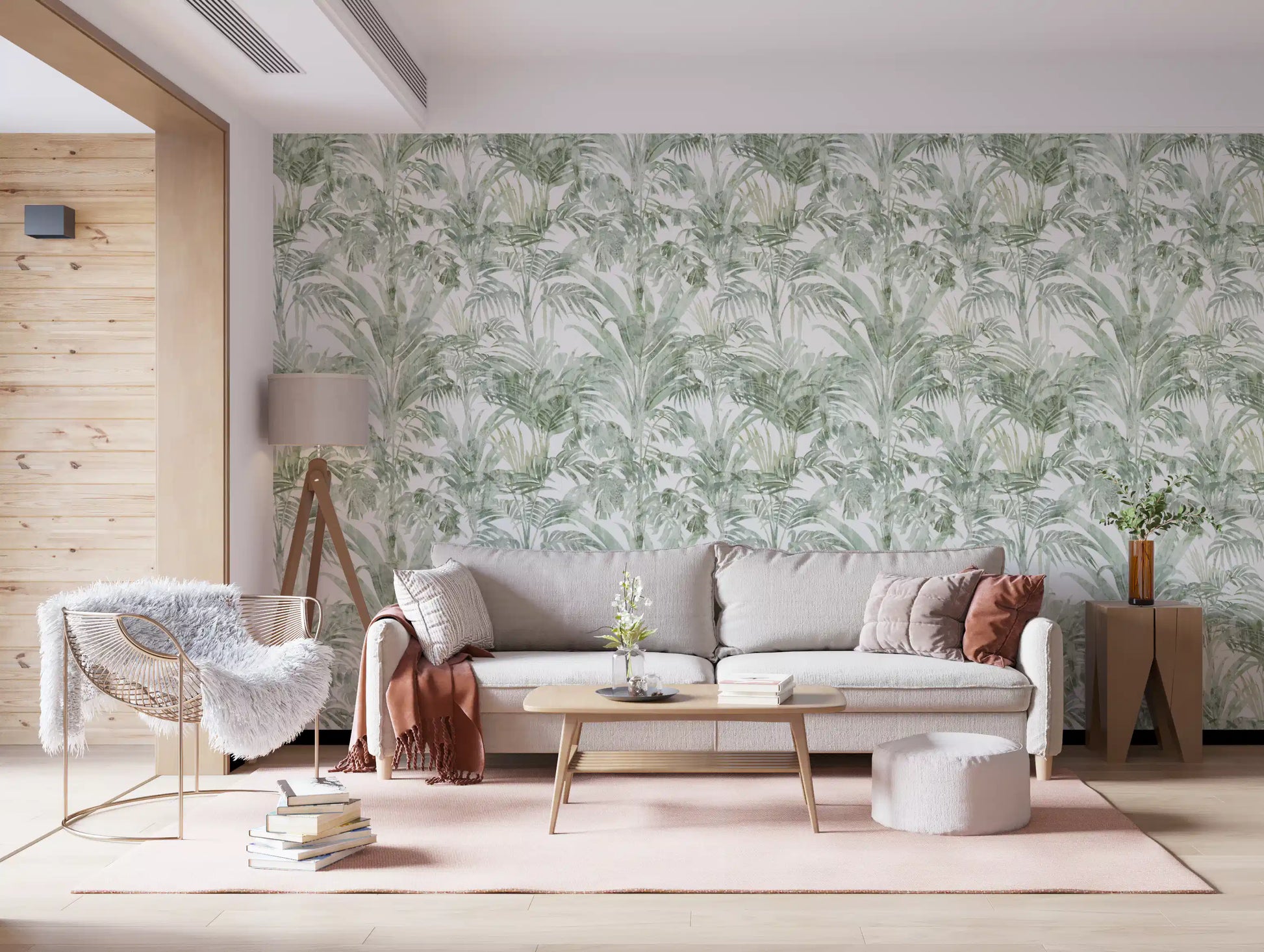 Sage Botanical Palm Fronds Wallpaper⁠