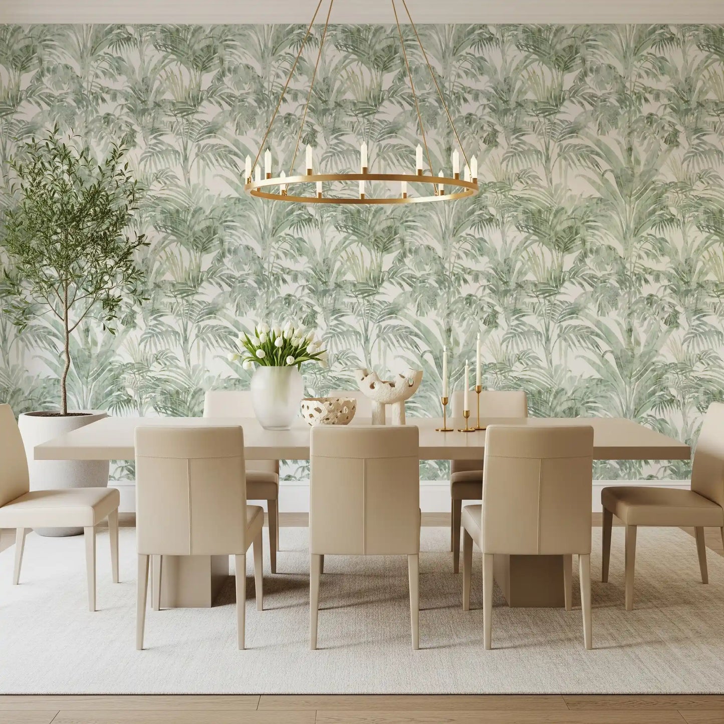 Sage Botanical Palm Fronds Wallpaper⁠