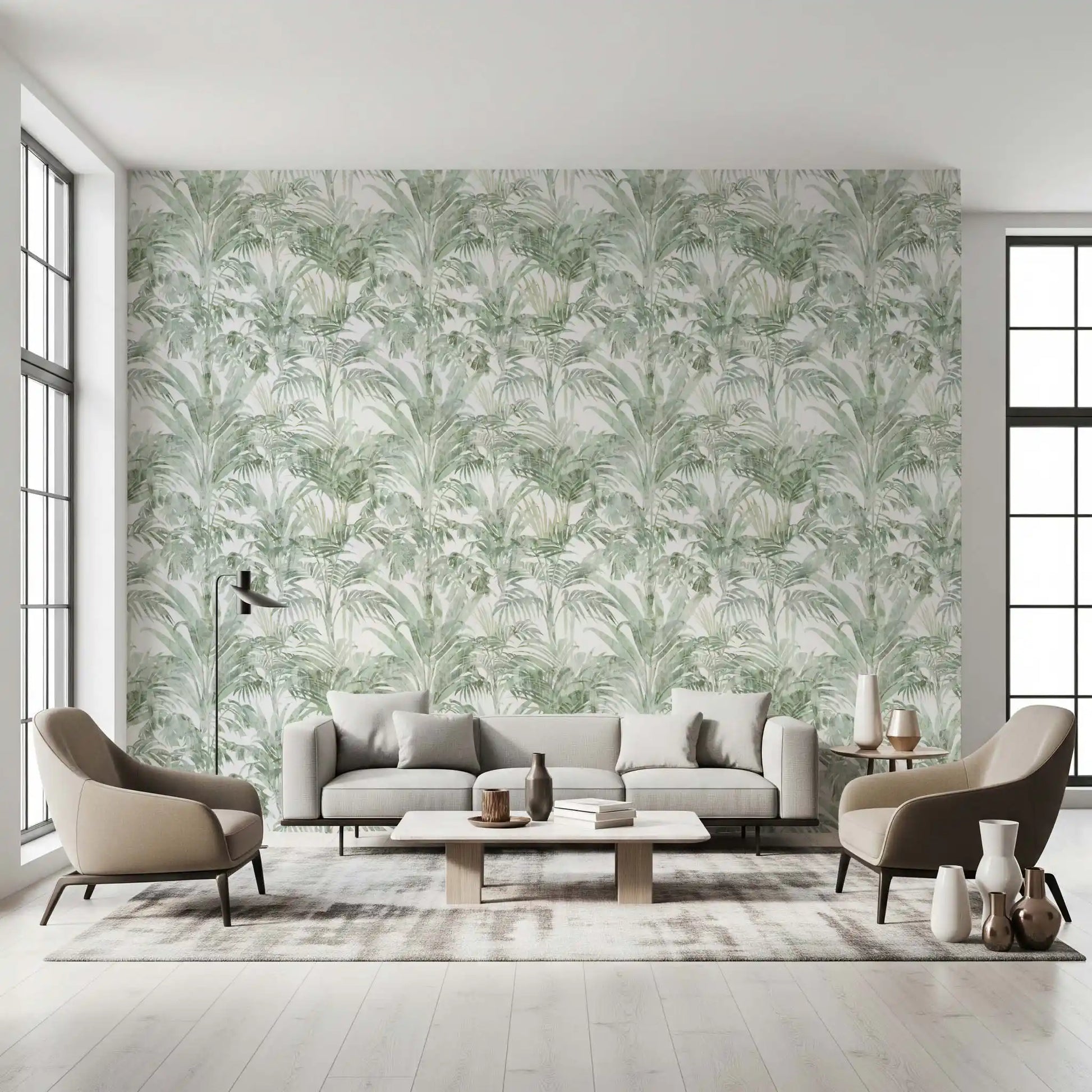 Sage Botanical Palm Fronds Wallpaper⁠