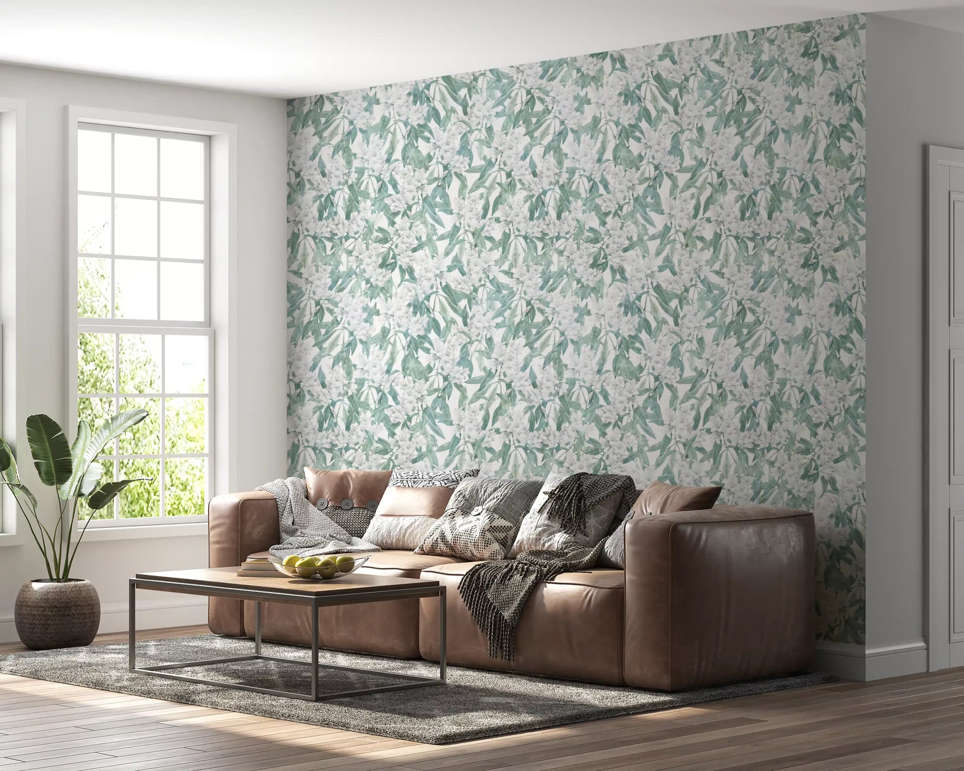 Minimalist Garden Leaf Trail Wallpaper⁠