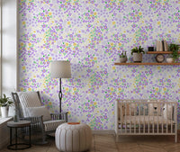 Whimsical Wildflower Garden Motif Wallpaper⁠
