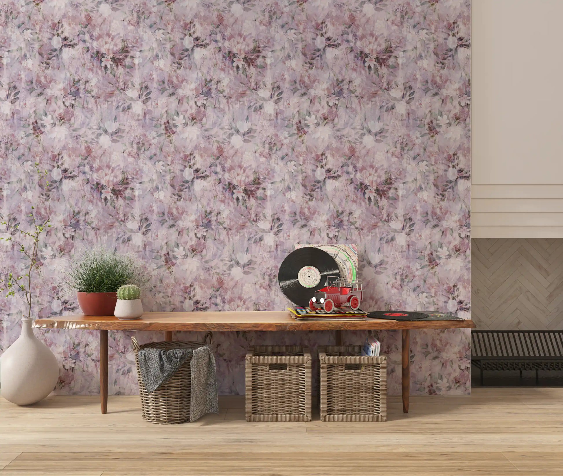 Muted Meadow Brushstroke Print Wallpaper⁠