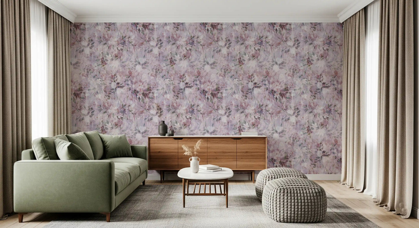 Muted Meadow Brushstroke Print Wallpaper⁠