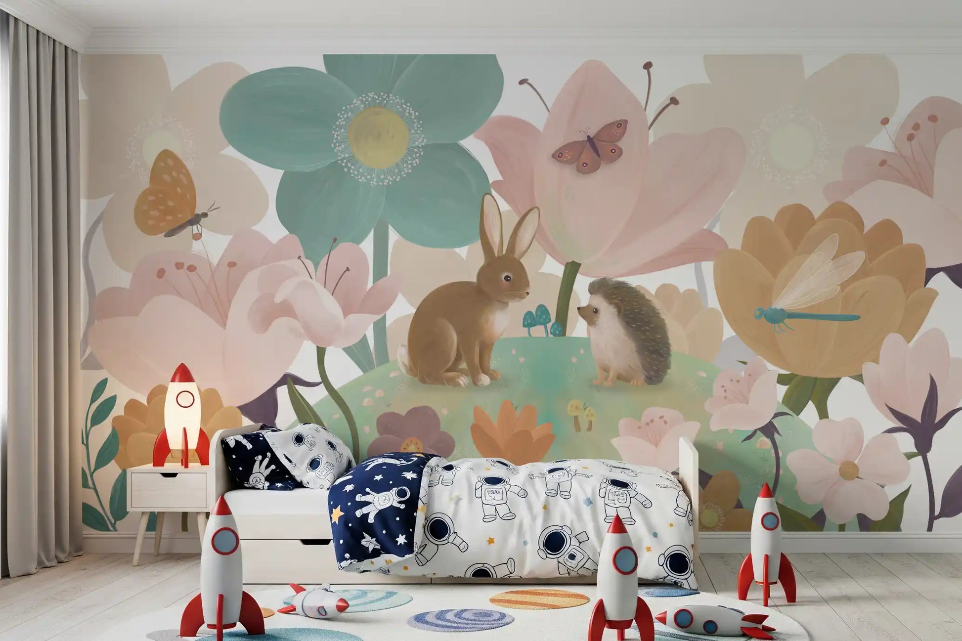 Meadow Friends and Garden Blooms Wall Mural