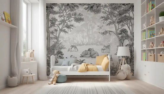 Enchanted Woodland Wildlife Scene Wall Mural