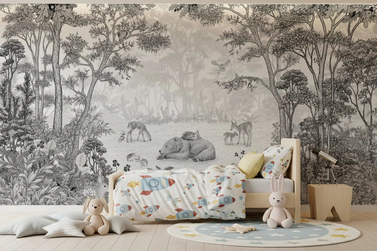 Detailed forest and animals mural design GD12399