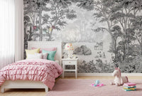 Close view of the sleeping deer and fawns on the mural GD12399