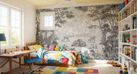 Enchanted forest mural in a girls bedroom with a canopy bed GD12399
