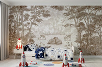 Vintage sepia forest scene mural detail GD12400