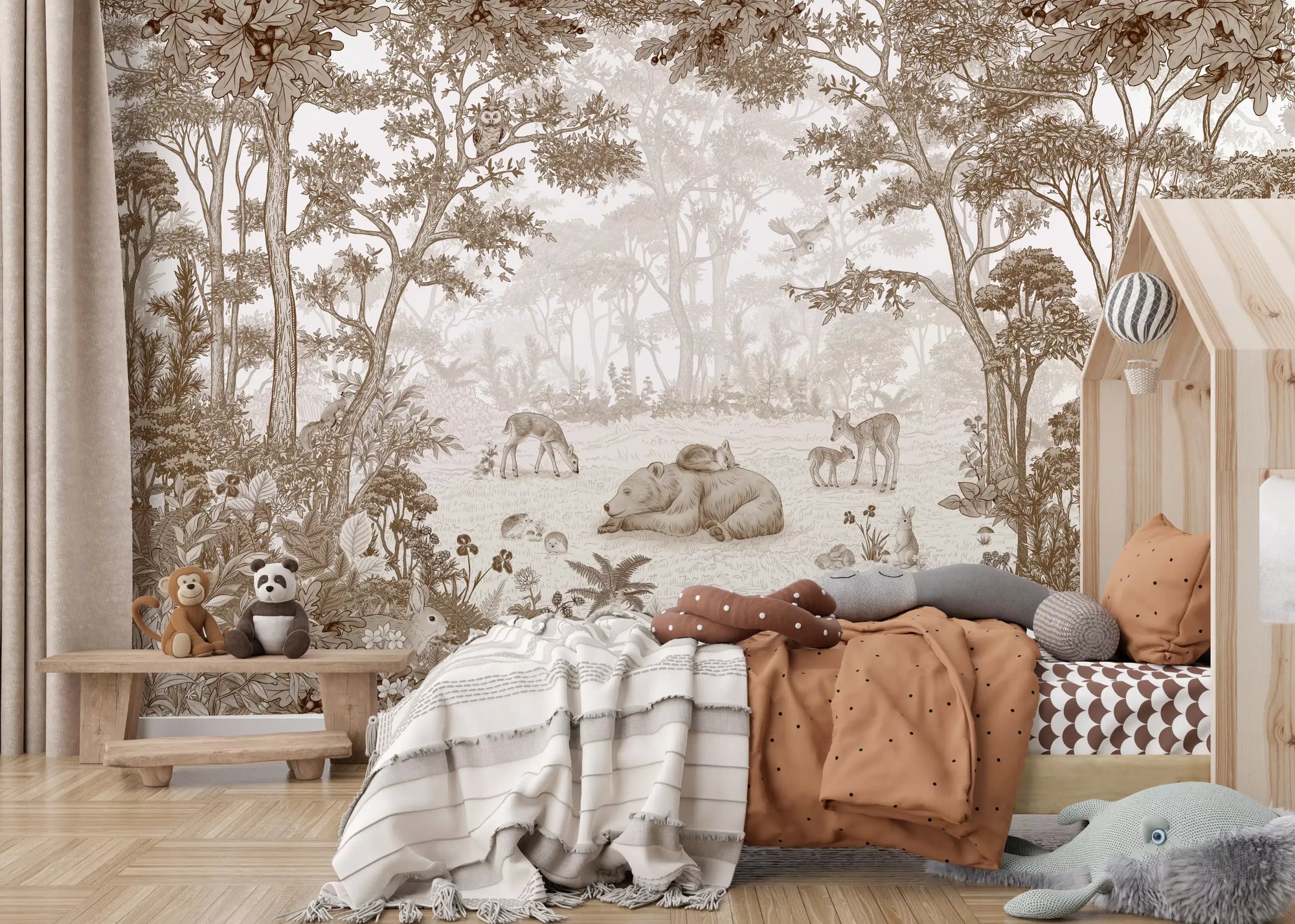 Enchanted Woodland Wildlife Scene Wall Mural
